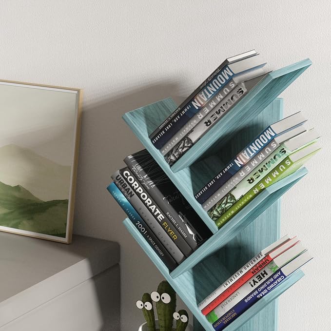 SHEEPAM 5 Tier Tree Book Shelf, Small Desktop Bookshelf