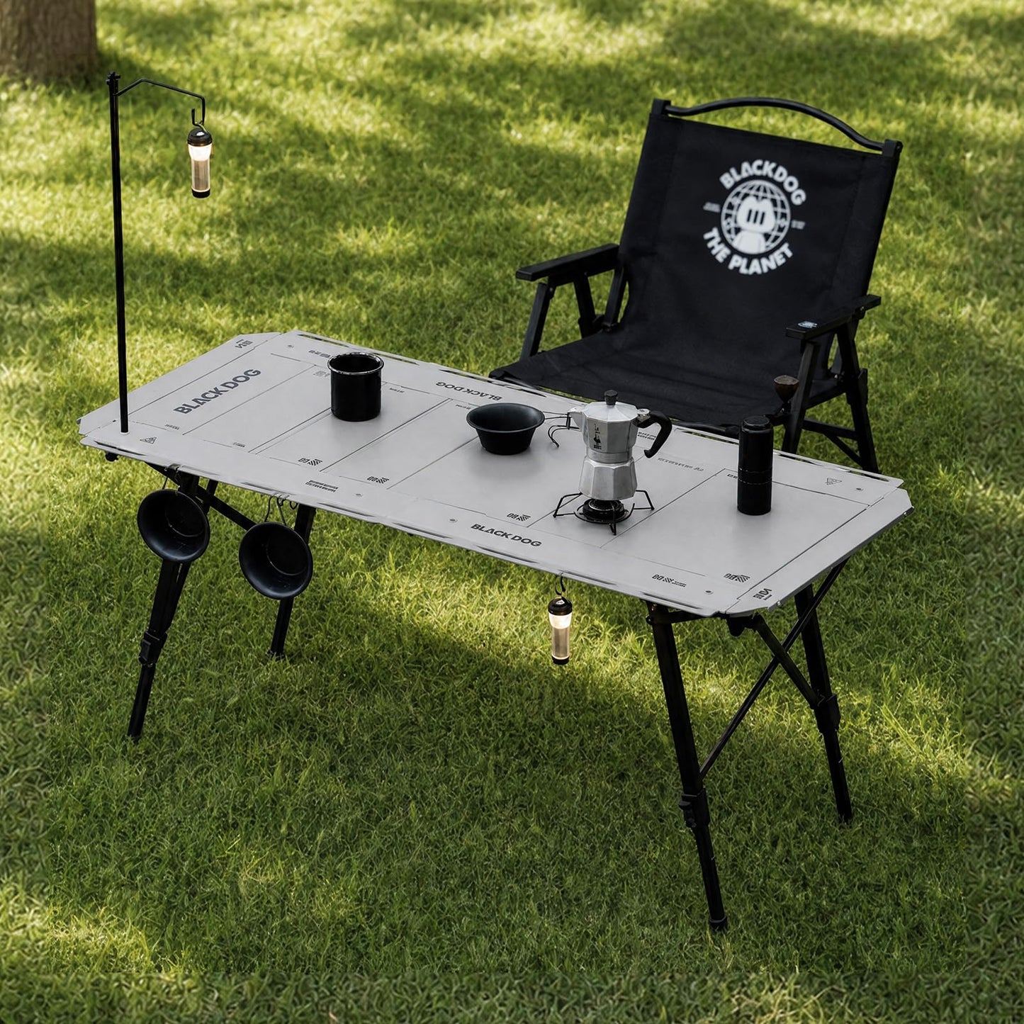 BLACKDOG 4.5U IGT Camping Table, Folding Portable Camp Table, Adjustable Height Aluminum Portable Table with Carry Bag for Outdoor, Pictic, Patio and Backyard 48.8" L x 22.8" W, Rock Grey