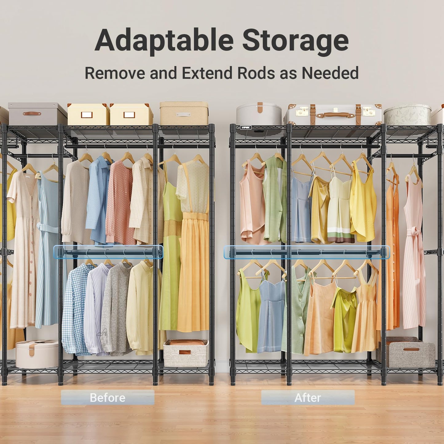 VIPEK V50 Basic Expandable Clothes Rack, Heavy Duty Closet System, Black