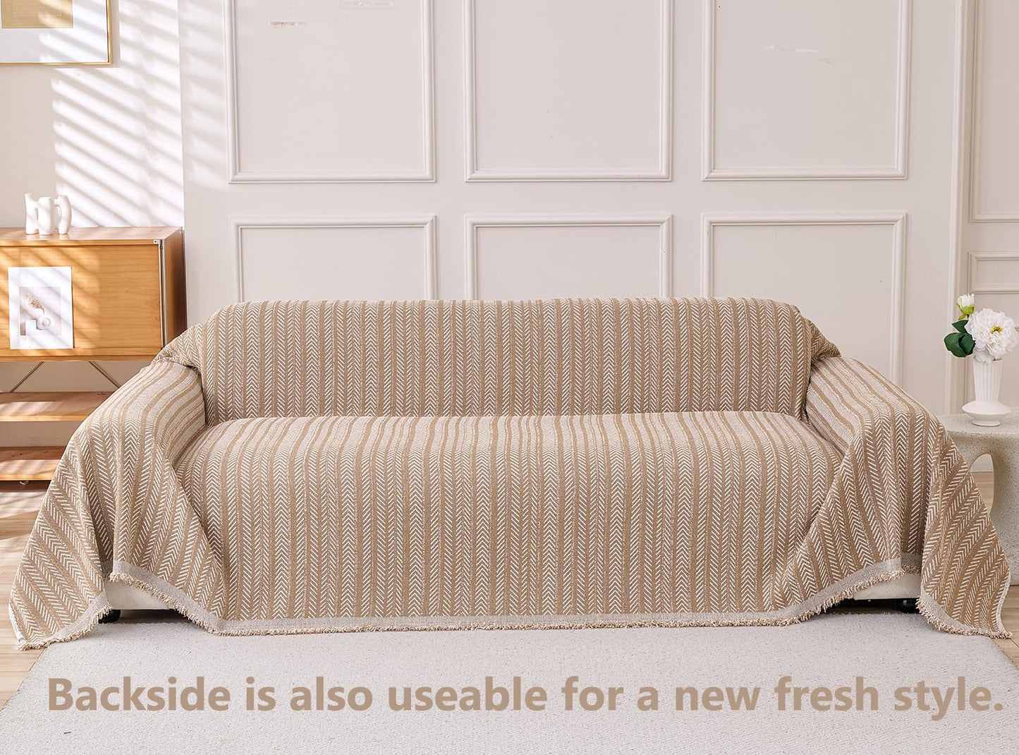 Erke Couch Cover Sheet Blanket for 4 Seater Oversized Sofa Sectional, Machine Washable Chenille Slipcover, 4-Seat L Shape U-Shaped Extra Large Slip Covers Furniture Decor Protector