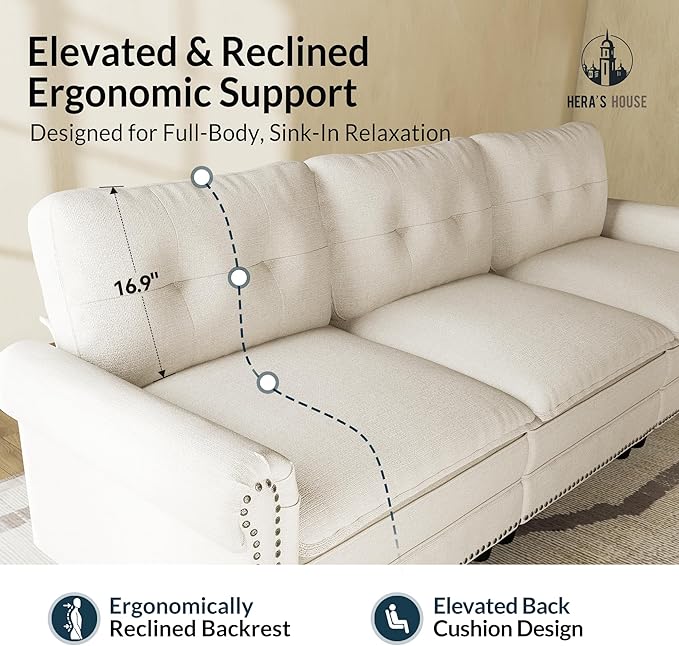 HERA'S HOUSE 116.11" Mid-Century Modern Couch, Oversized Sectional Couch