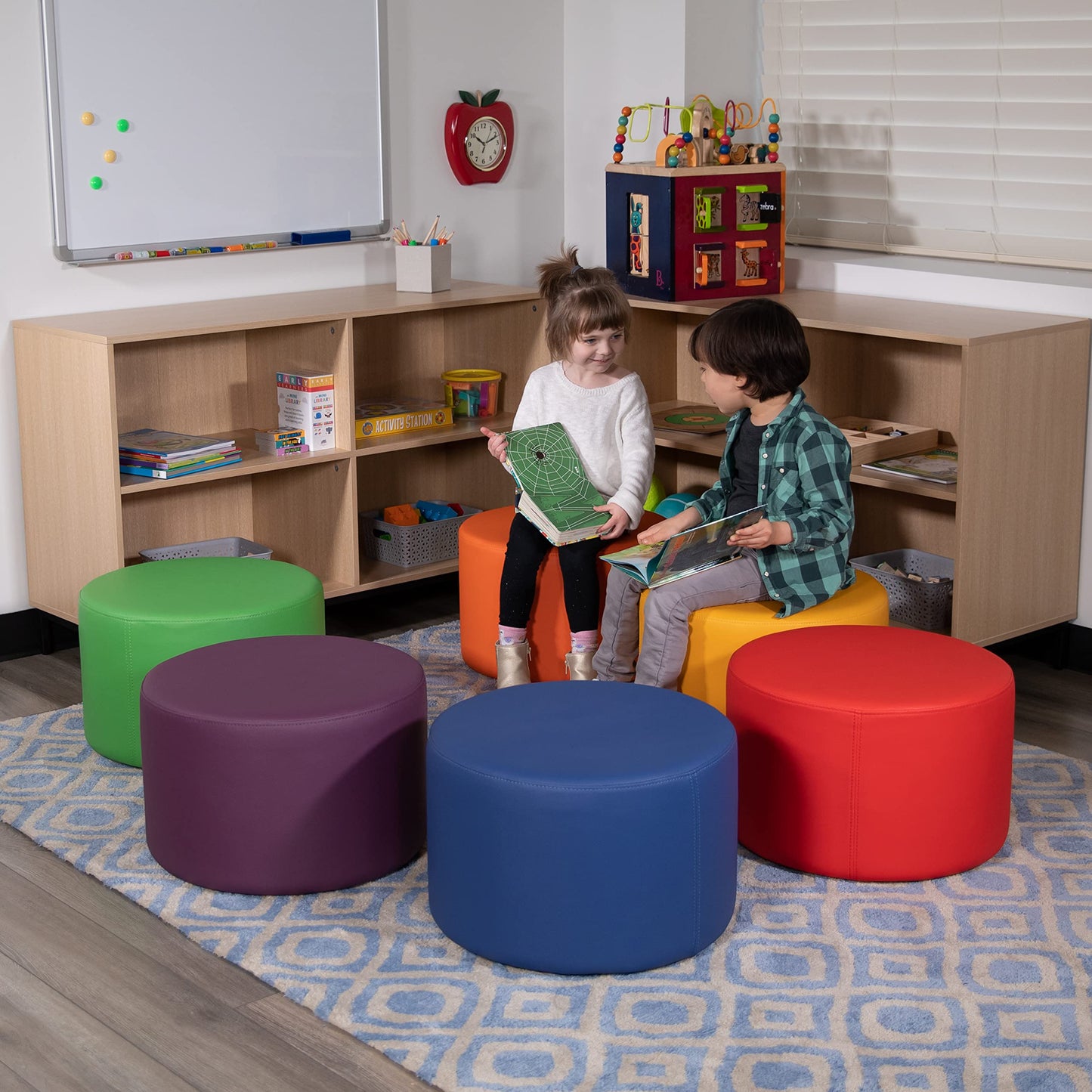 Flash Furniture Nicholas Soft Seating Flexible Circle for Classrooms and Daycares - 12" Seat Height (Yellow)