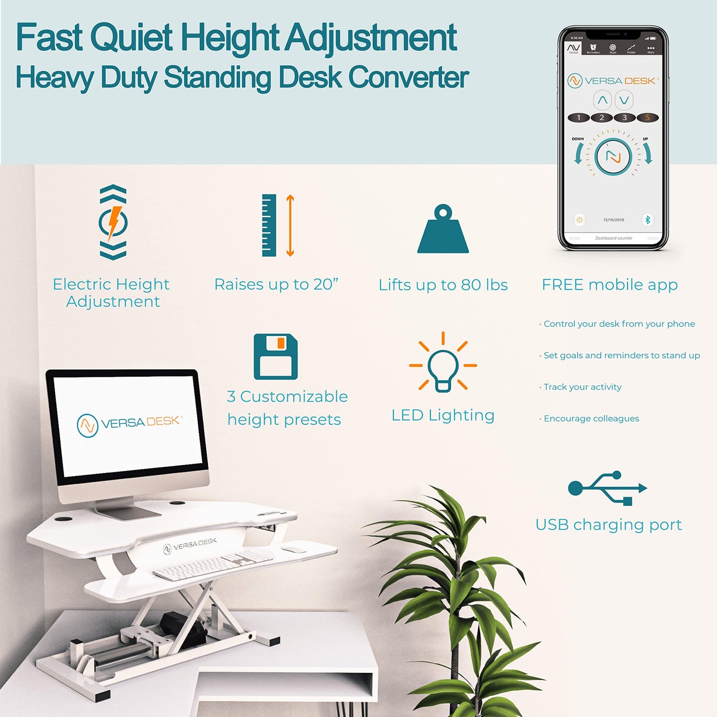 VERSADESK PowerPro Elite Standing Desk Converter, 36" Corner Electric Height Adjustable Desk Riser with Programmable App Control, Hold 80 lbs, Keyboard Tray, USB Port Charger, Maple