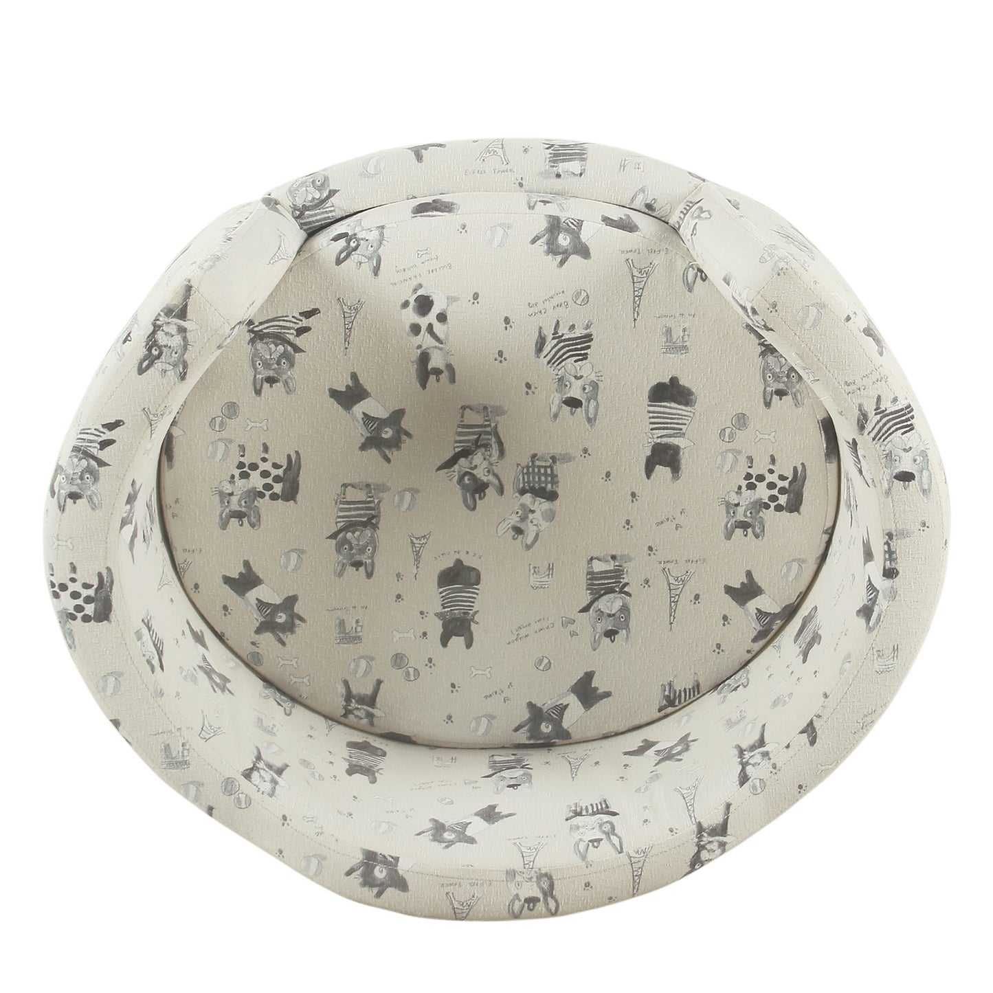 HomePop Home Decor | Upholstered Curved Pet Bed | Luxury Cat & Dog Beds & Furniture | Round Pet Bed Created with Stain Resistant Fabric, Cream and Gray, Medum