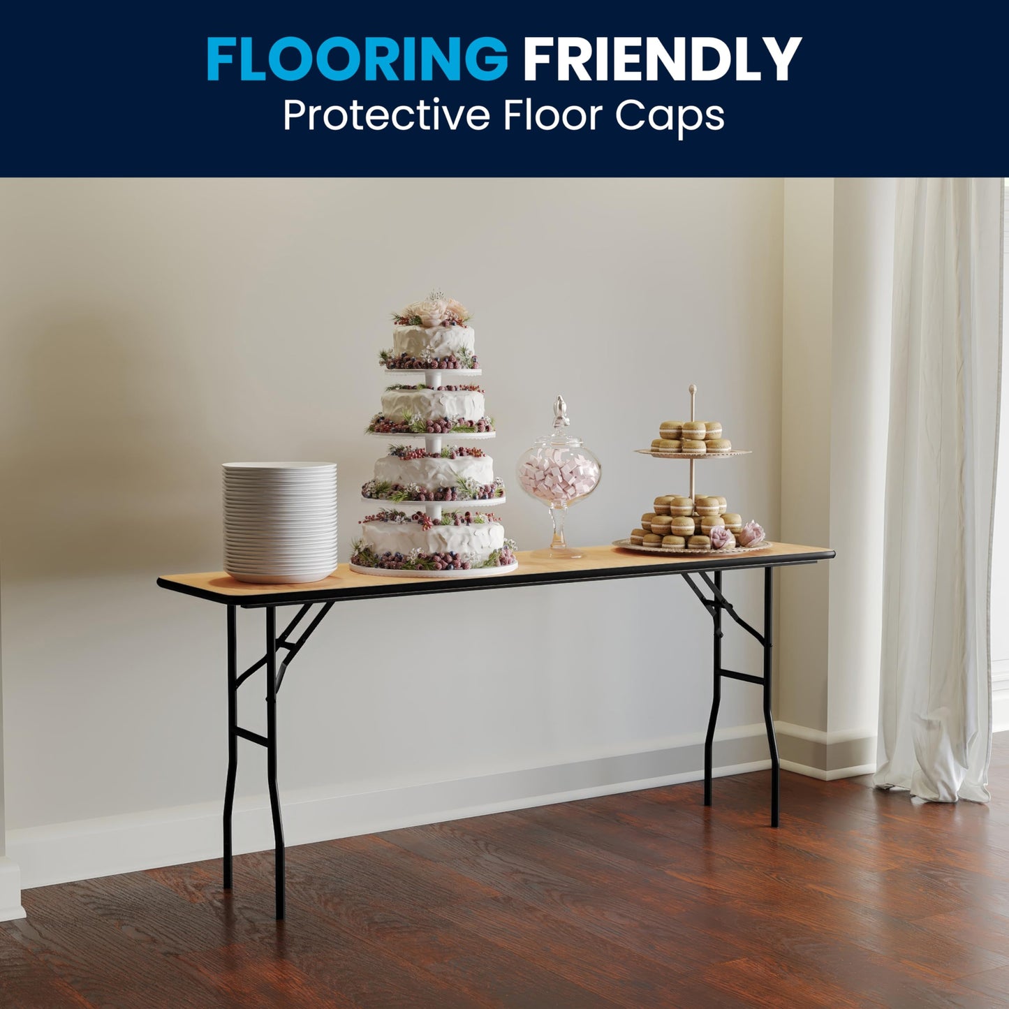 Flash Furniture Gael 6' Wood Folding Training and Event Table, Rectangular Folding Training Table with Smooth Clear Coated Finished Top, Natural