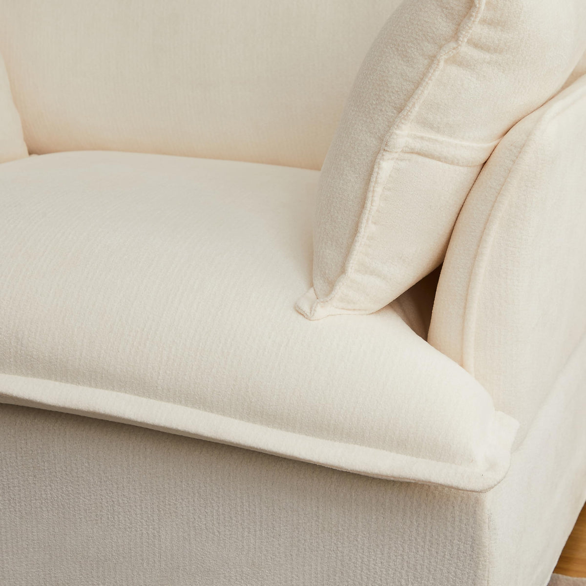 ERYE 47" Chenille Upholstered Accent Chair Wide Seat Armchair for Living Room Bedroom, Modern Upholstered Armchair W/ 2 Pillows and USB-C Ports for Home Apartment Office