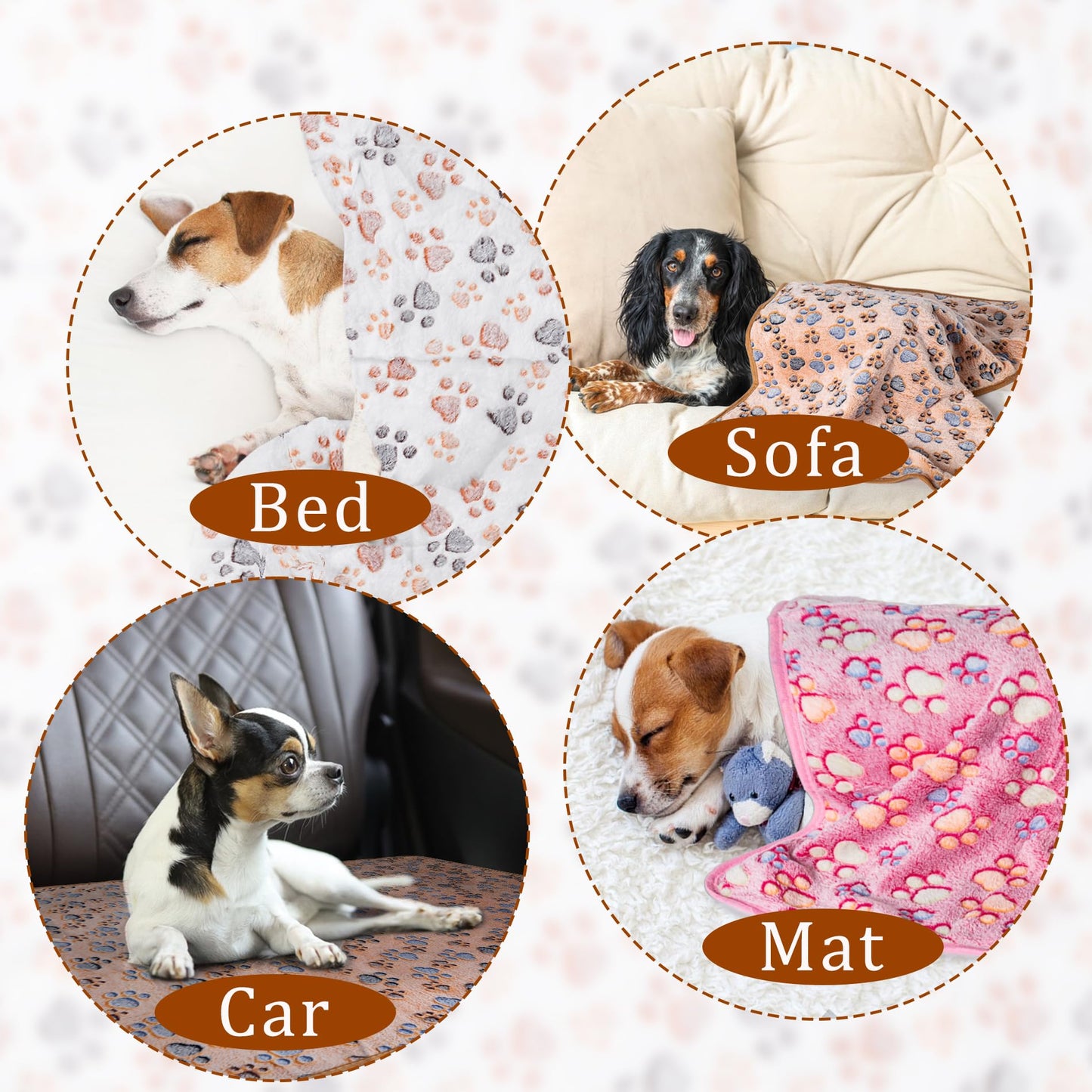 1 Pack 3 Blankets Super Soft Fluffy Premium Fleece Pet Blanket Flannel Paw Printed Throw for Dog Puppy Cat (Small 23x16'', Grey)