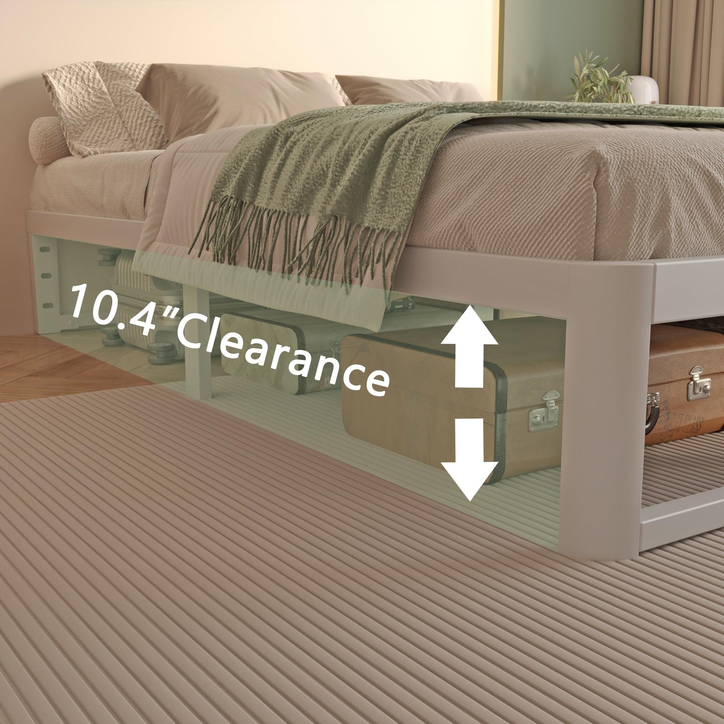 VYM 12 Inch Full Bed Frame, Platform Bed Frames with Metal Gaskets, Anti-Slip Mattress Stopper, No Box Spring Needed, Heavy Duty Steel Slat Support 3500 LBS, Round Corner Leg, Easy Assembly, White