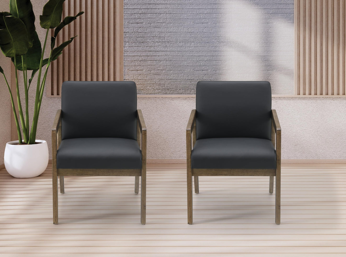 Office Star Products Guest Seating Visitor's Chair with Memory Foam Seat, Black Faux Leather, 300 lb Weight Capacity, Park City Finish