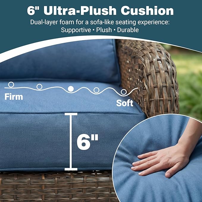 Patio Furniture Set, High Back Rattan Sofa, Weather Resistant Olefin Fabric
