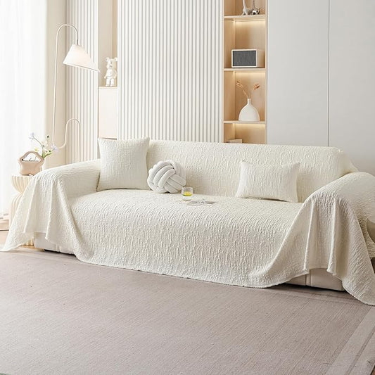 DREAMINGO Bubble Textured Cooling Sofa Cover, Ice Silk Breathable Couch Cover