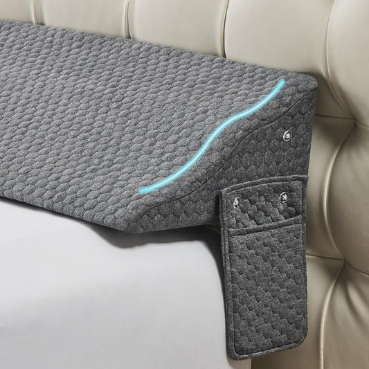 Yojoker Queen Size Bed Wedge Pillow for Headboard Gap, Wedge Pillow Headboard with Side Pockets and Wave Contour, High-Density Foam Bed Gap Filler (0-6"), 60x10x6 Inch, Gray