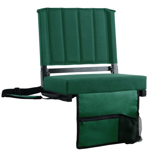 SPORT BEATS Stadium Seats with Back Support Bleacher Chairs with Back and Cushion Thick Padded Bleacher Seats Includes Shoulder Strap Huntergreen 1pc Standard