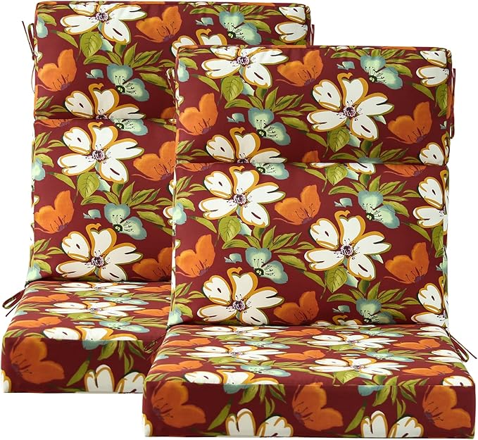 Unimatta Outdoor High Back Chair Cushion Seat Pads, 44 x 21 Inch