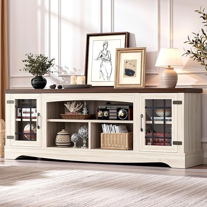 IRONCK Farmhouse TV Stand for 75 Inch TV, Rustic Entertainment Center