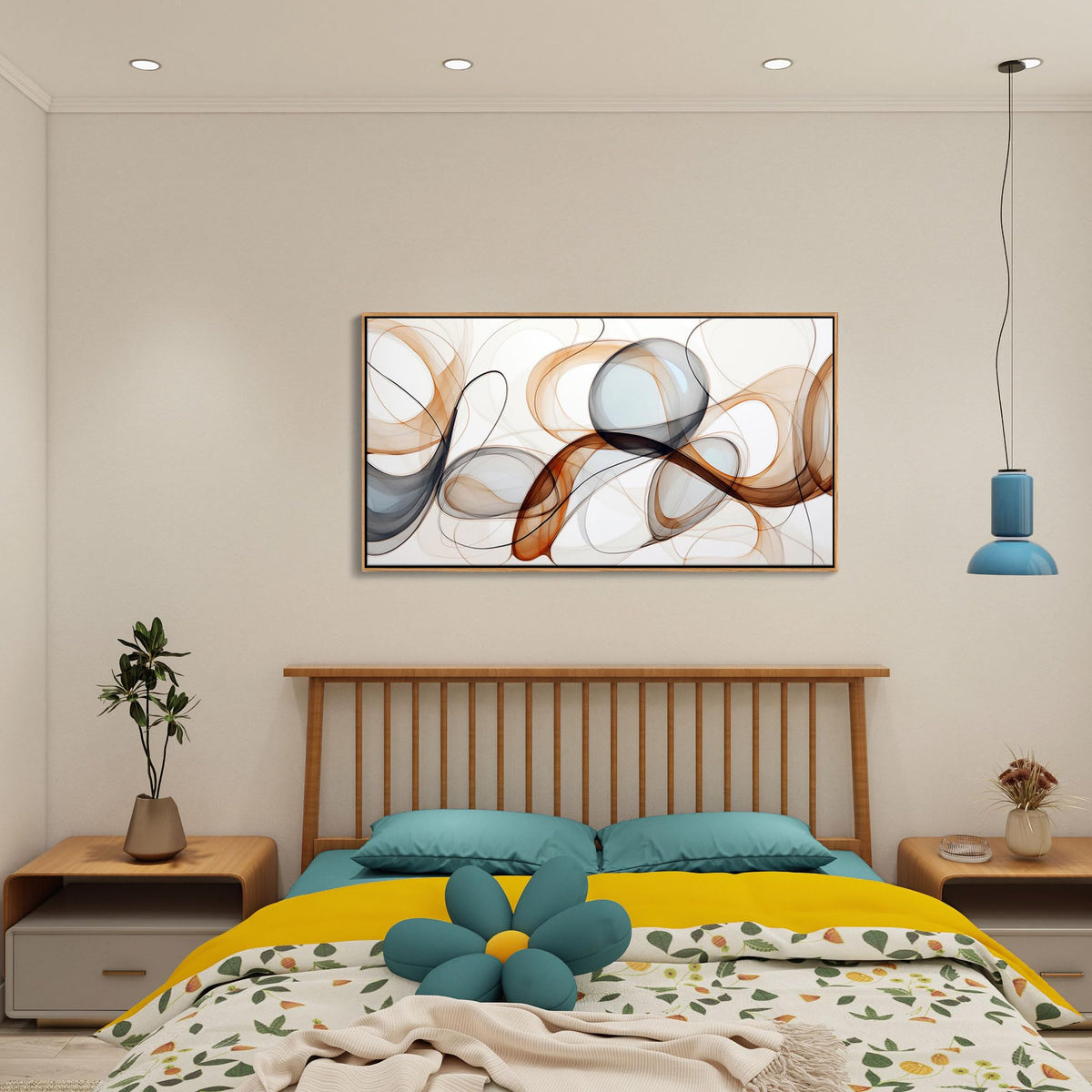 XLSJERST Modern Abstract Wall Art - Deep Spiritualism Art White And Brown Canvas Pictures Artwork Living Room Office Bedroom Wall Decor