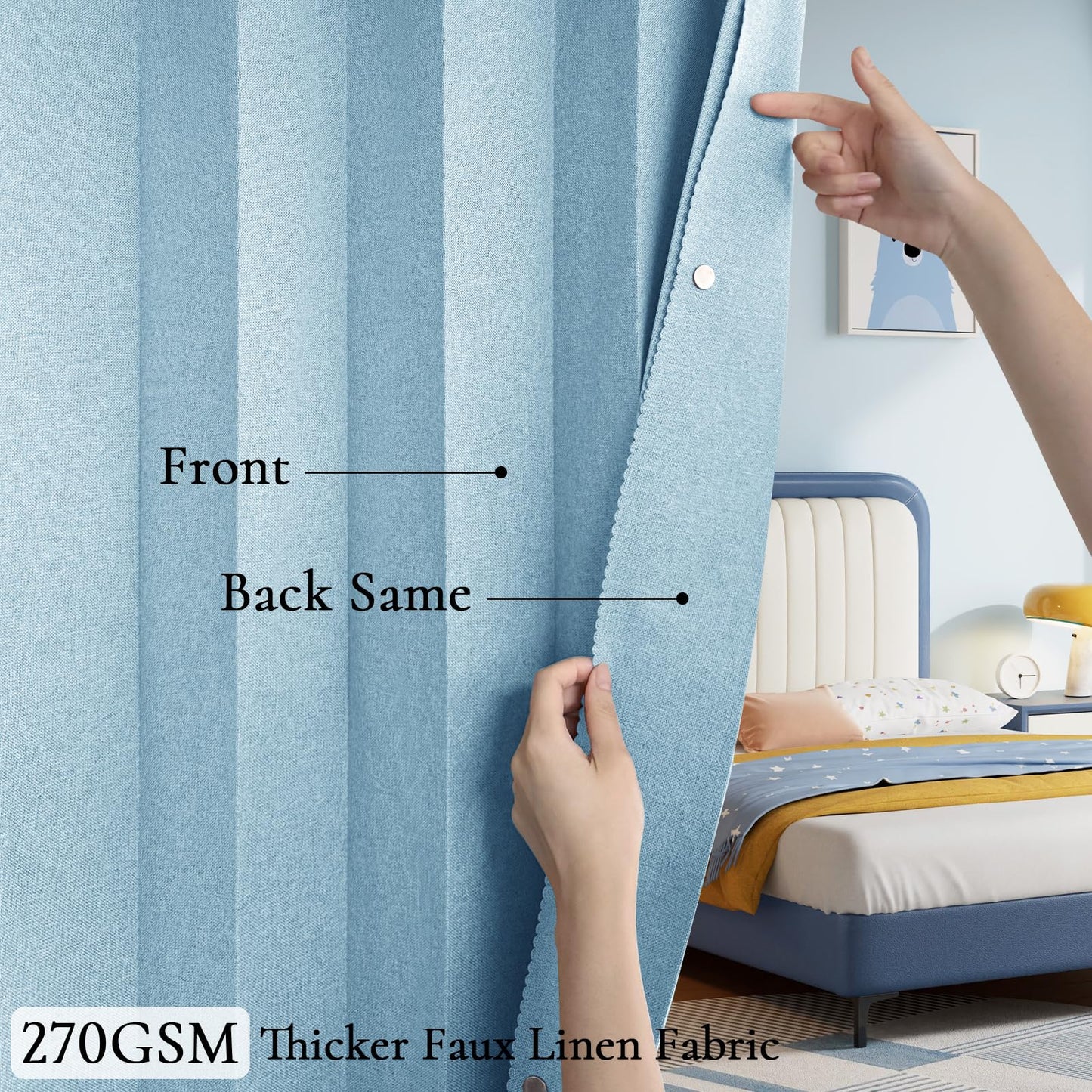 HMYI 100% Blackout Magnetic Curtain for Closet Door, Accordion Folding Door Curtain for Doorway/Laundry/Pantry/Hallway, 1 Panel, W45 x L80, Blue