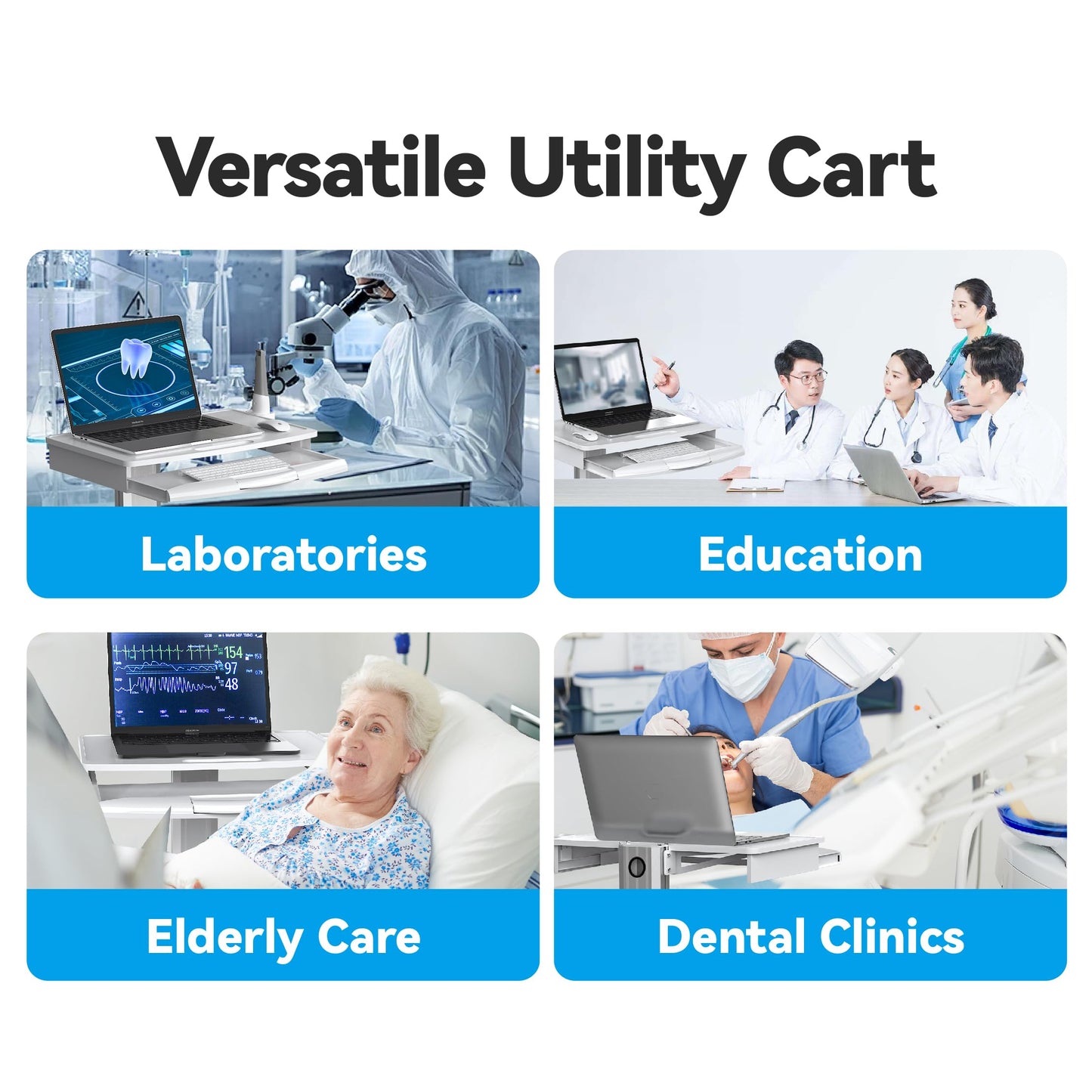 Yedaeop Medical Trolley Cart with Oral Scanner Holder, Mobile Workstation with a Drawer for Hospital Dental Clinics Beauty Salons