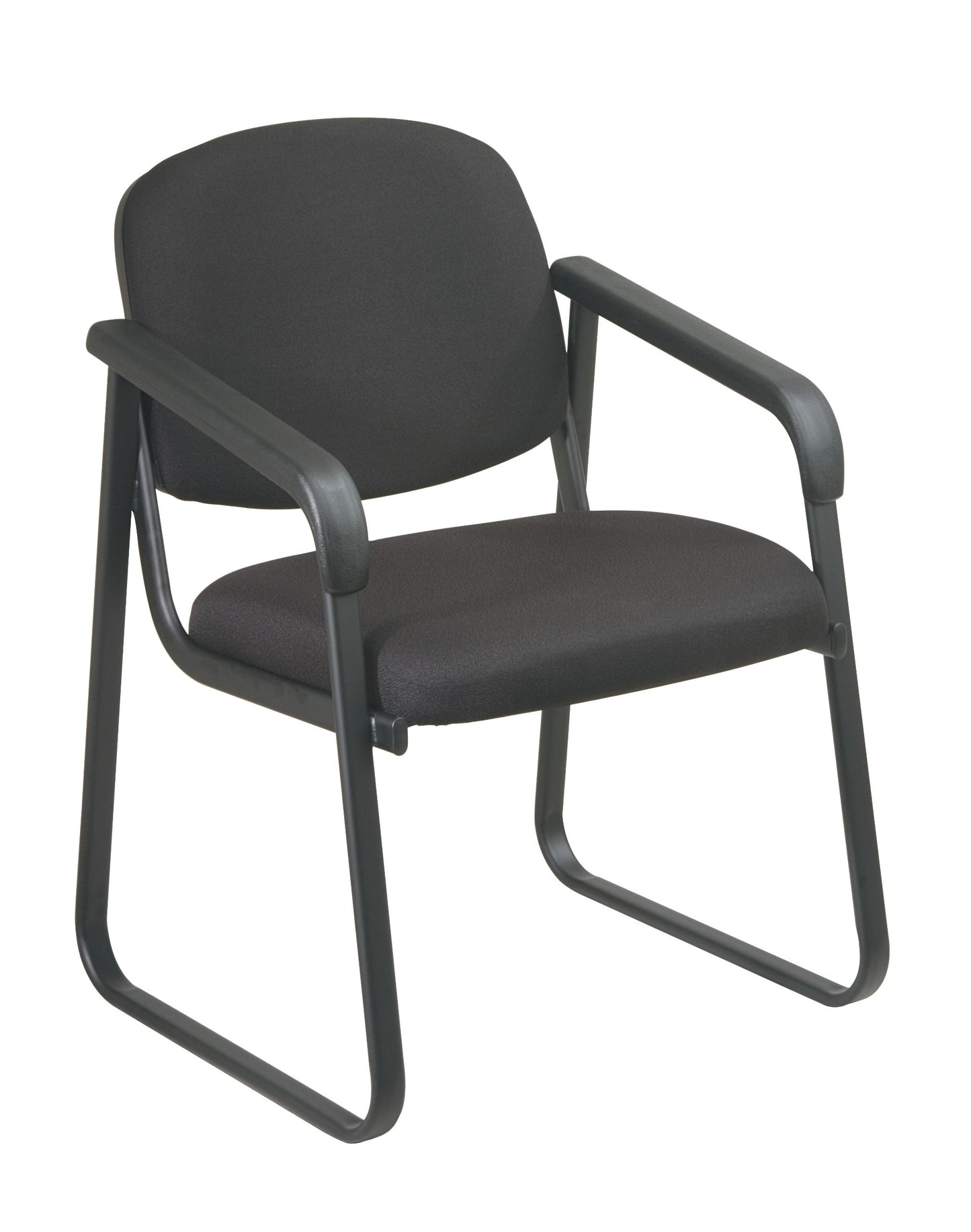 Office Star Visitor's Deluxe Sled Base Chair with Designer Plastic Shell, Thick Padded Seat and Back, with Arms, Icon Black