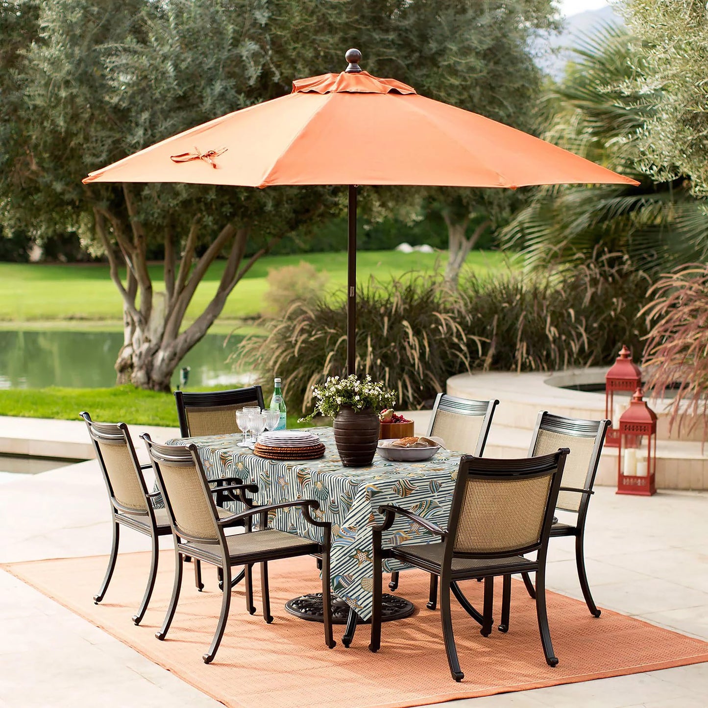 LVTXIII Rectangle Outdoor Tablecloth with Umbrella Hole and Zipper, Water-Repellent 60 x 84 Inch Patio Table Cover for Picnic, Garden, Backyard Dining, Cabana Shells