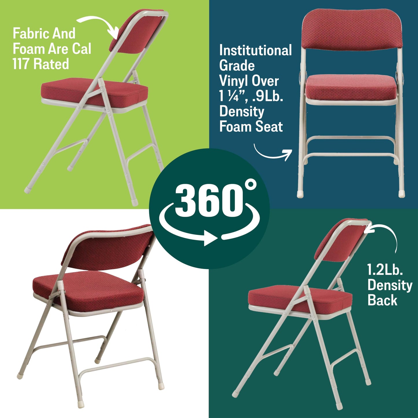 National Public Seating Folding Chair, New Burgundy