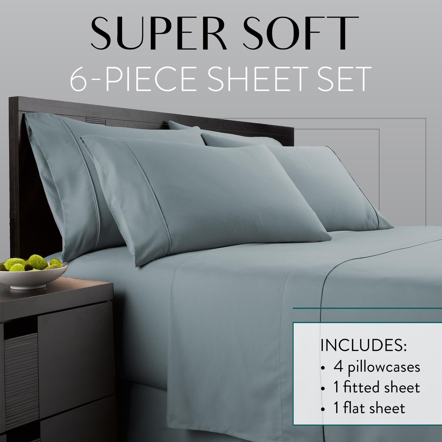 Danjor Linens Bed Sheet Set Queen Size for Hot Sleepers, Hotel Premium Sheets with 4 Pillowcases, Lightweight Brushed Microfiber Deep Pockets, Breathable Cooling 6 Piece Bedding Sets, Spa Blue