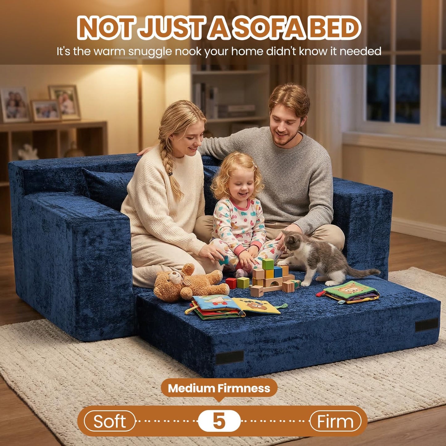 AOLVDOW Convertible Sofa Bed, 5 in 1 Small Boneless Couch Pull Out Loveseat Sleeper Sofa,Corduroy Futon Couch Folding Mattress with 4 Pillows for Living Room