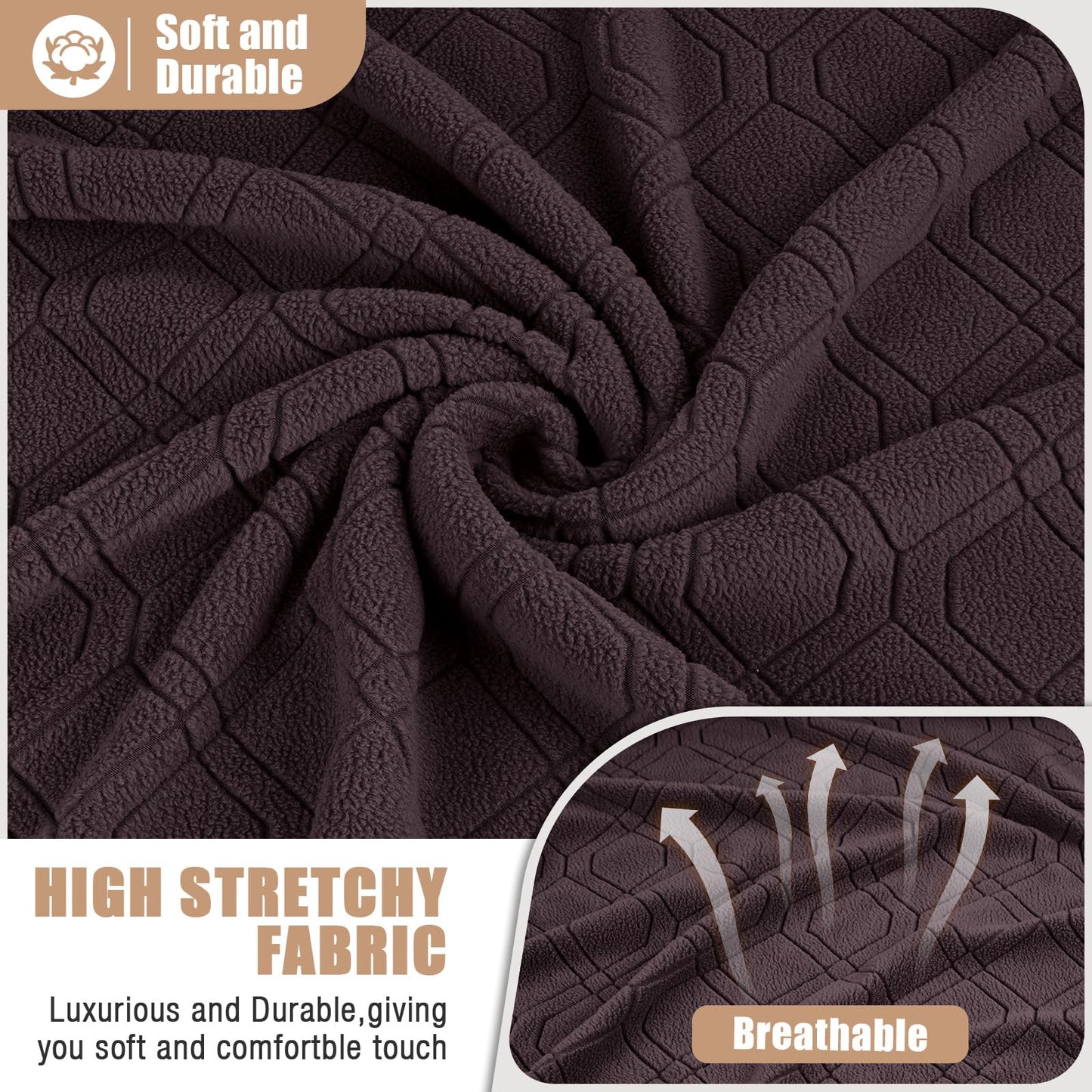 VANSOFY Extra Large Reclining Sectional Couch Covers, Washable 5-Piece Sofa Covers for L Shape Sectional Sofa Corner Seater, Thick, Soft Sofa Slipcovers (5 Seat Recliner Cover, Chocolate)