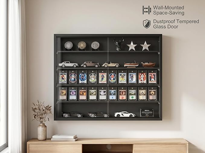 5-Tier Wall Mounted Display Cabinet, No Assembly Required Ready to Use Out of