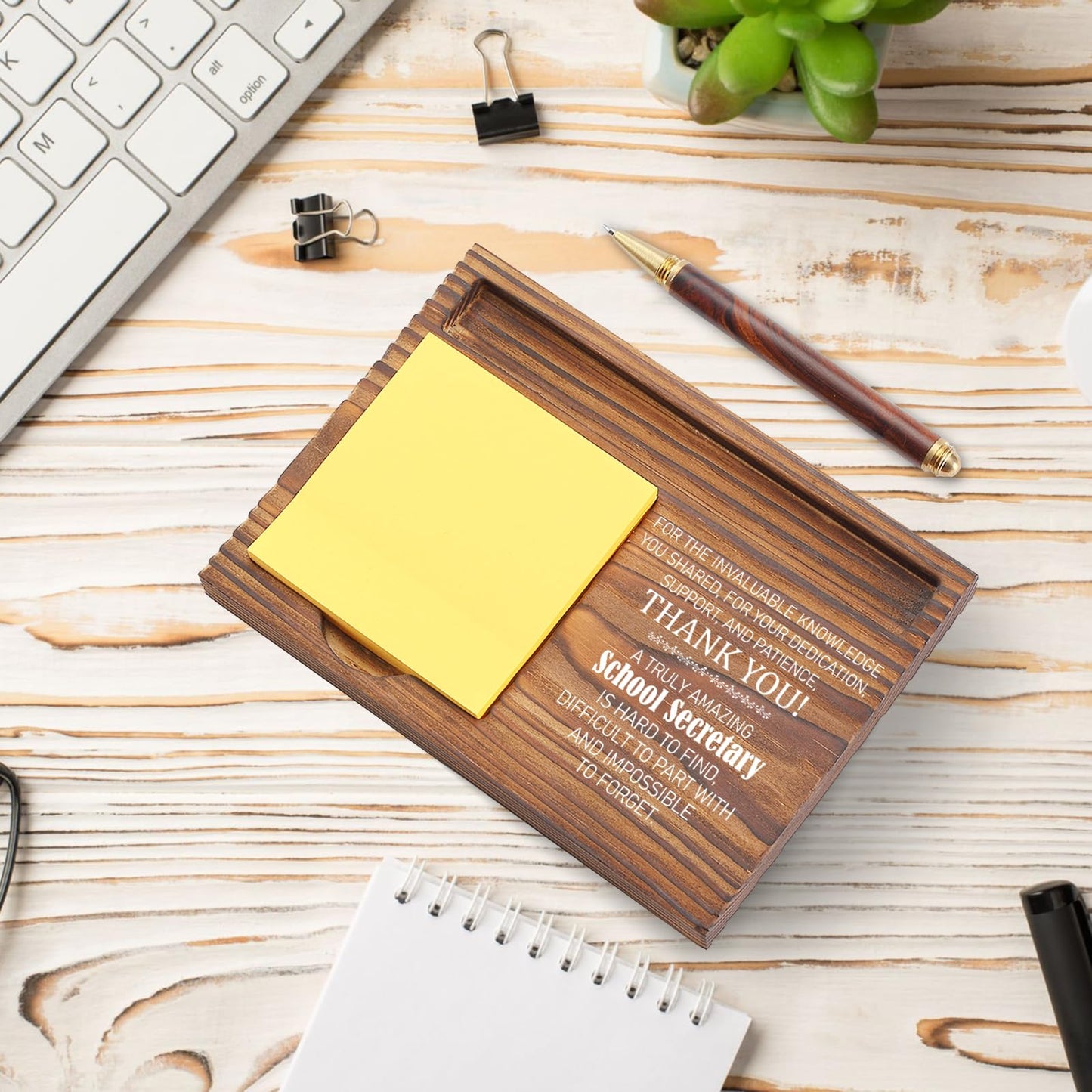 School Secretary Appreciation Gift, Office Desk Organizer, Thank You Sticky Note Holder for Administrative Assistants, School Receptionists, Front Office Staff Recognition Gift TZP90