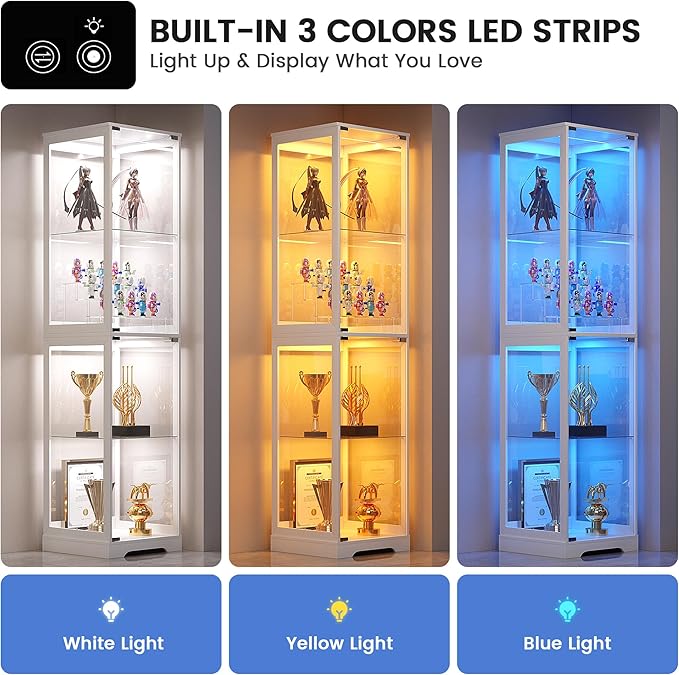 Glass Display Cabinet with Doors, Bookcase