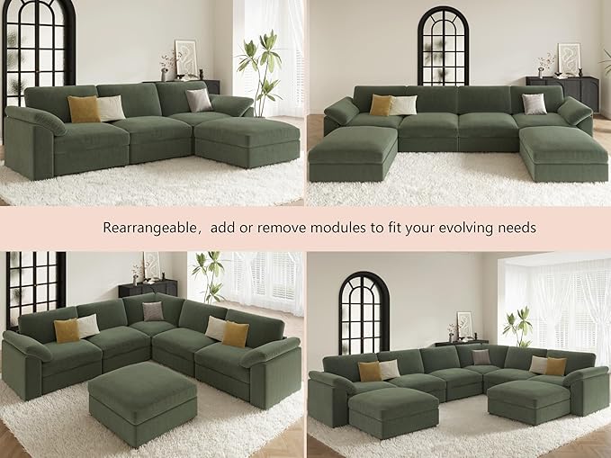 EASE MOOSE Sectional Modular Sofa, Comfty 3 Seat Cloud Couch, FSC Certified