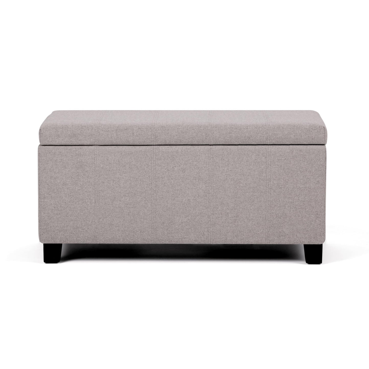 SIMPLIHOME Dover Storage Ottoman Bench - 36 inch Wide Upholstered Linen Look Fabric Rectangular Lift-Top Ottoman in Cloud Grey, Contemporary Bench for Living Room with Safety Hinges