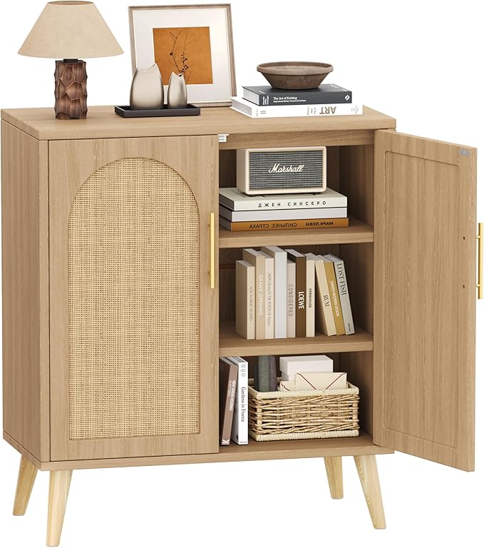15.7"D Rattan Buffet Sideboard Cabinet