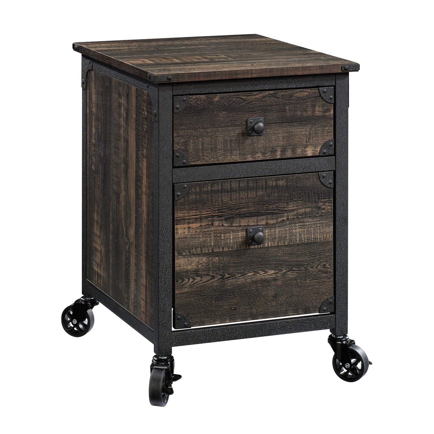 Sauder Steel River File Pedestal, L: 20.87" x W: 23.86" x H: 26.58", Carbon Oak Finish