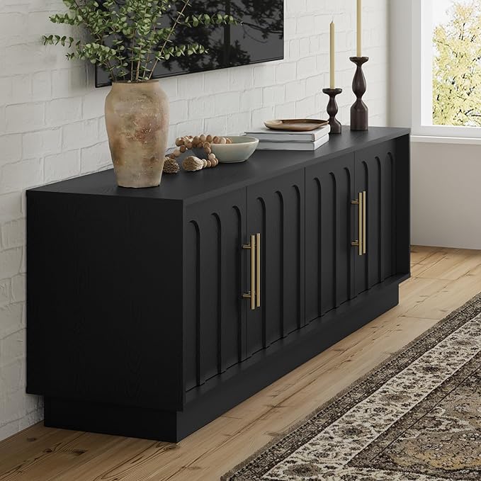 FORTUNETEC TV Stand for 75 Inch TV, Minimalist Media Console