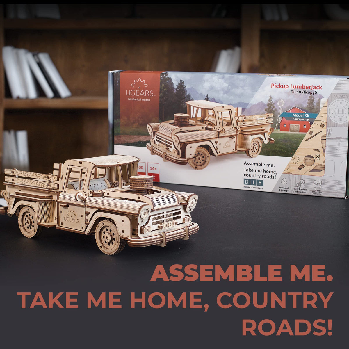 UGEARS Wooden 3D Puzzles for Adults - Pickup Lumberjack Model Car Kits 3D Puzzle Adult Crafts - Mechanical Wooden Model Kits for Adults Retro Chevrolet 3100 Inspired