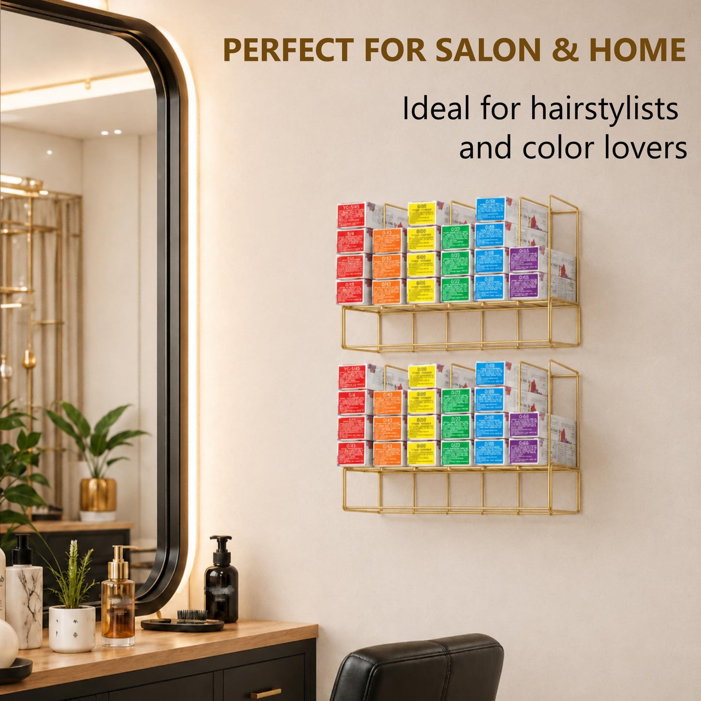 Meudid Hair Color Organizer for Salon - 2 PCS Metal Hair dye Tube Racks Storage Wall Mounted Cabinet Available