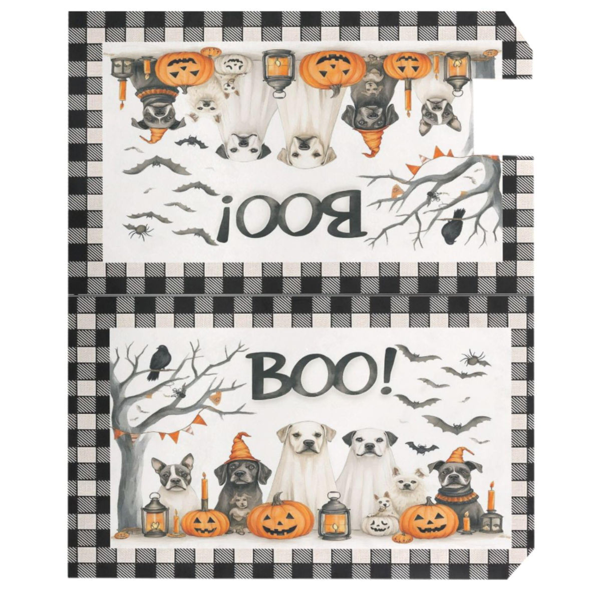 Happy Halloween Dogs Magnetic Mailbox Covers Spooky Bat Raven Pumpkin Buffalo Plaid Mailbox Cover Standard Size Full Magnet Garden Yard Porch Mail Boxes Cover Holiday Decorations 21" L x 18" W