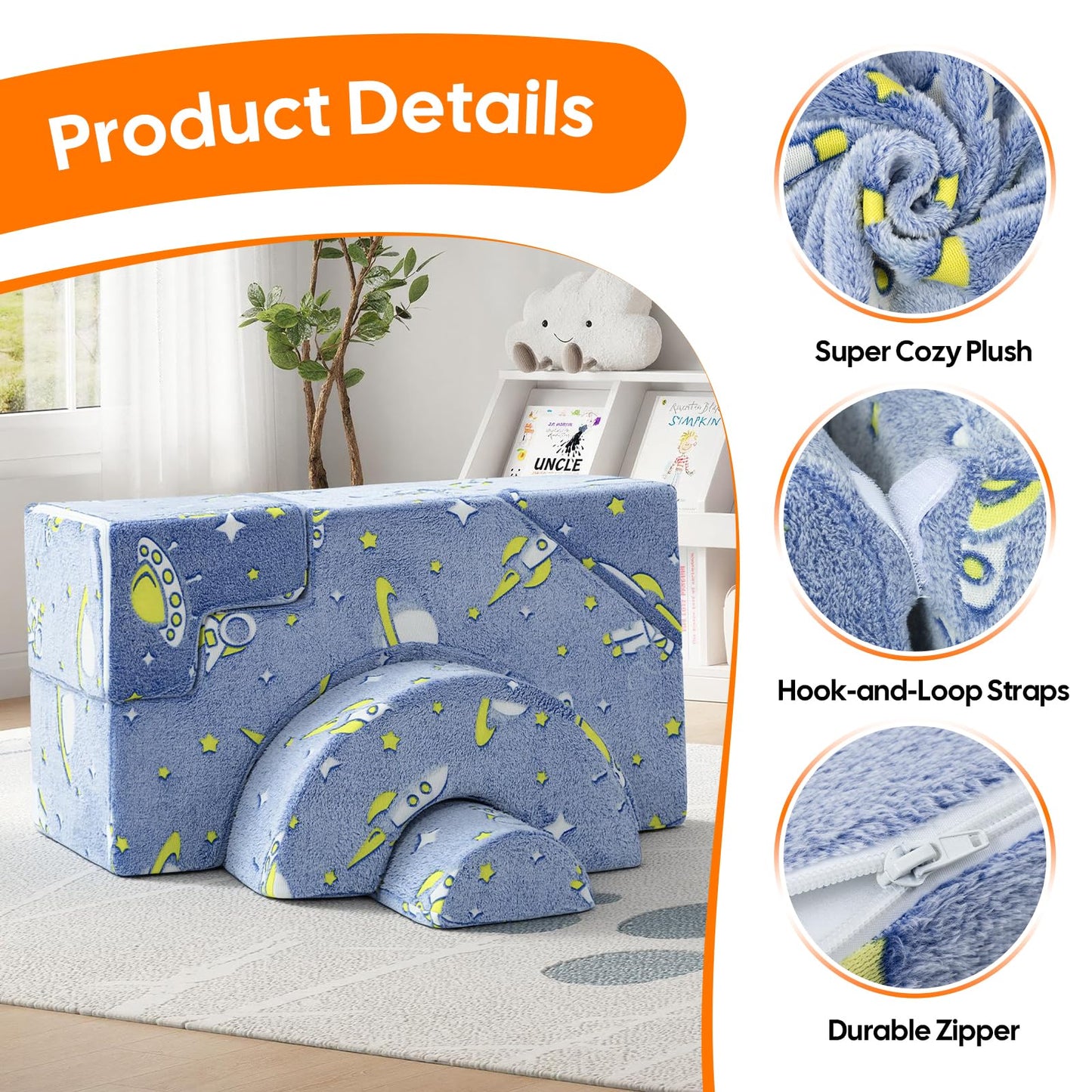 MeMoreCool Toddler Foam Climbing Couch – Modular Kids Sofa with Slide & Stair, Convertible Playroom Sectional for Crawling, Climbing & Kids’ Playtime