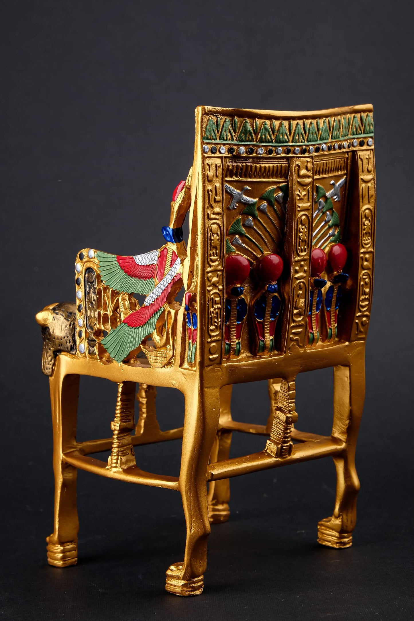 Gorgeous King Tutankhamun Throne - Handmade from Egyptian Stone with The Gold Painting - Replica - Small Size- Made in Egypt