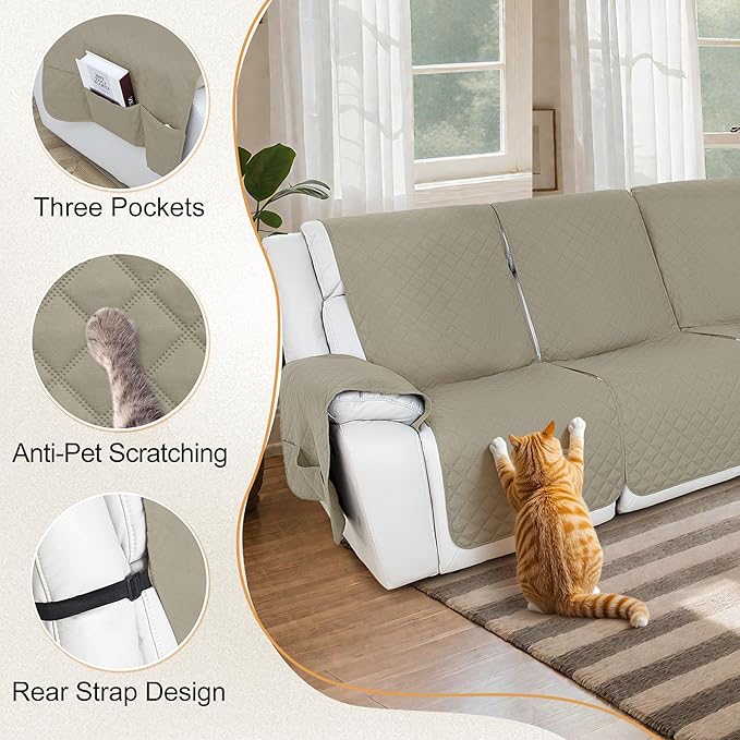 HDCAXKJ Reclining Sectional Couch Covers L Shape Recliner Sofa Middle Console