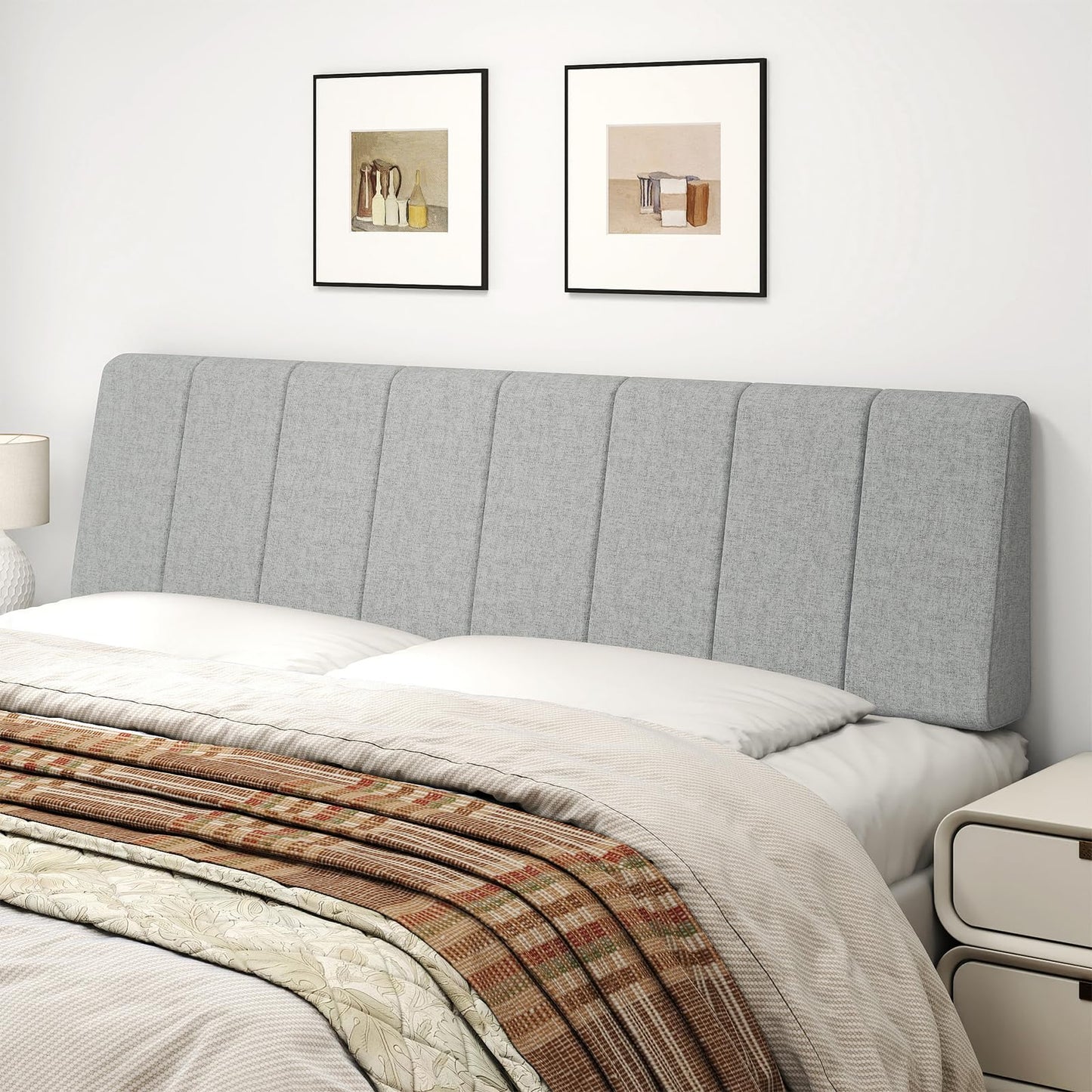 Liiwepo King Size Headboard Only-No Assembly, Upholstered Headboard King Size Linen Fabric Modern Style Headboards Extra-Thick, Light Gray