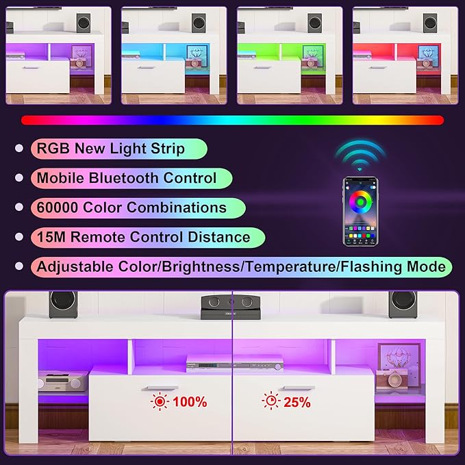 Clikuutory Modern Lighting 63 inch TV Stand