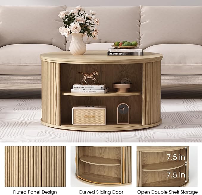 SULIVES Round Coffee Table