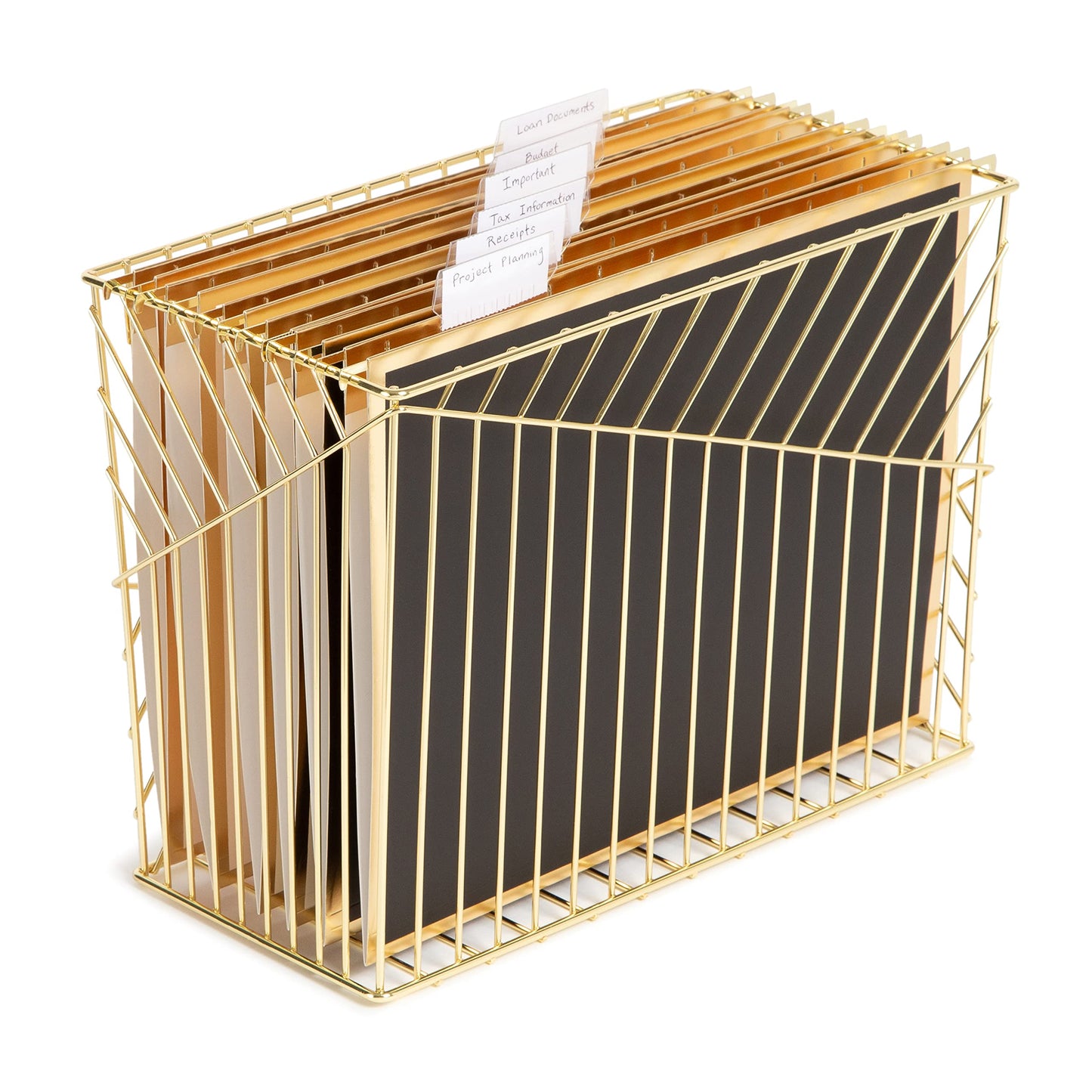 U Brands Classic Outline Hnaging File Folders, Office Supplies, Letter Size, Black, White and Pink with Gold, 6 Count