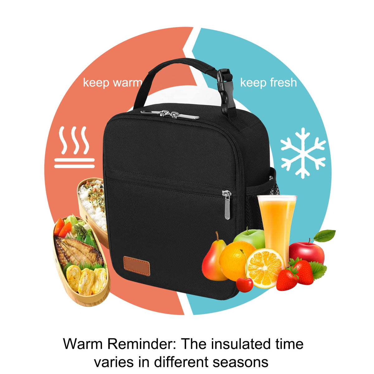 HABOPET Lunch Box for Men & Women Durable Lunch Bag for Adults Reusable Small Lunchbox Black