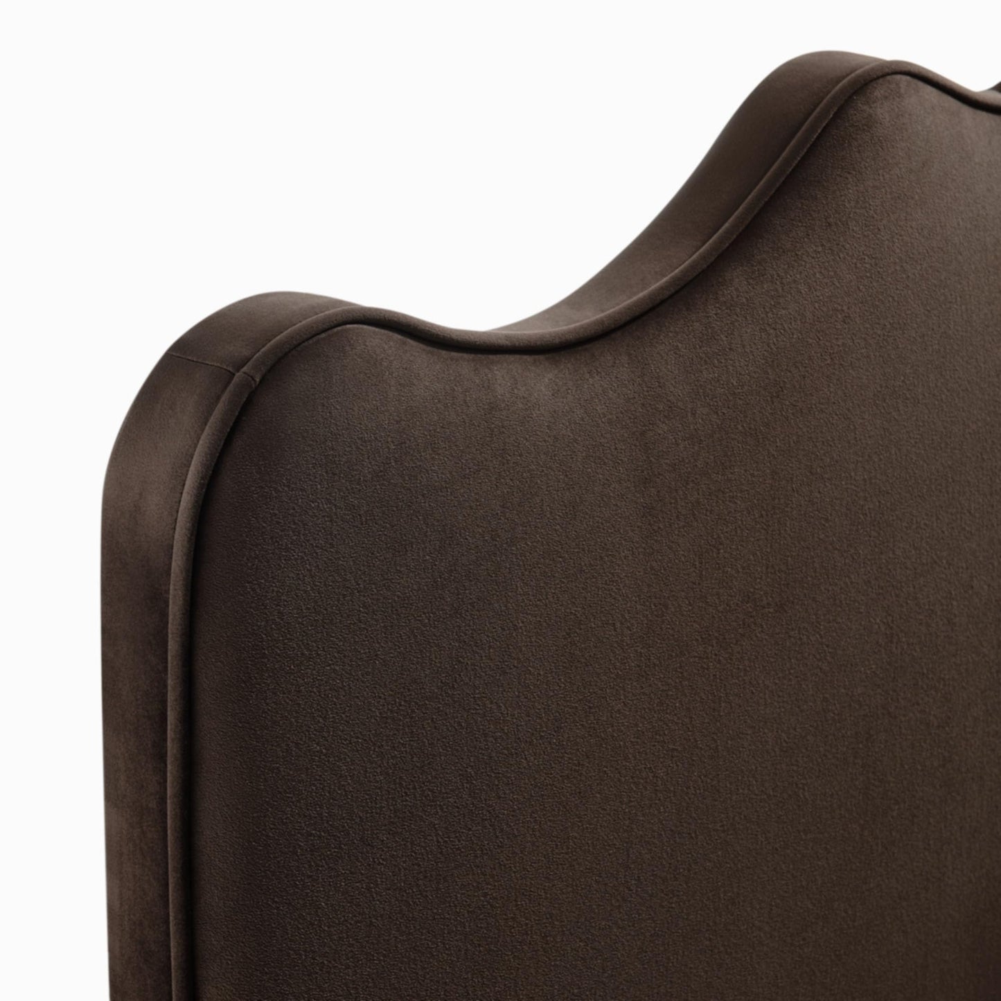 Monday Athena Twin Size Performance Velvet Adjustable Headboard in Chocolate Brown - with Scalloped Wave Design and Stain-Resistant Velvet Upholstery