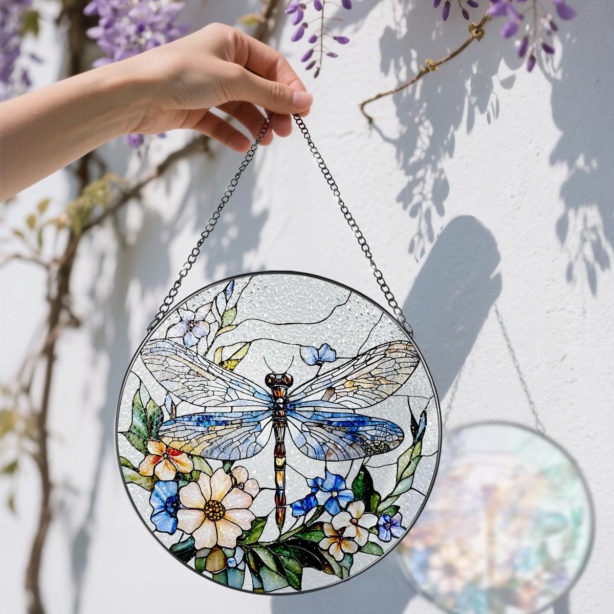 Stained Glass Window Hanging, 8 Inch Dragonfly Stained Glass Suncatcher, Sun Catchers Indoor Window, Dragonfly Decor, Mother's Day, Christmas, Birthday Gift, Gifts for Mom, Sisters, Bestie, and Woman