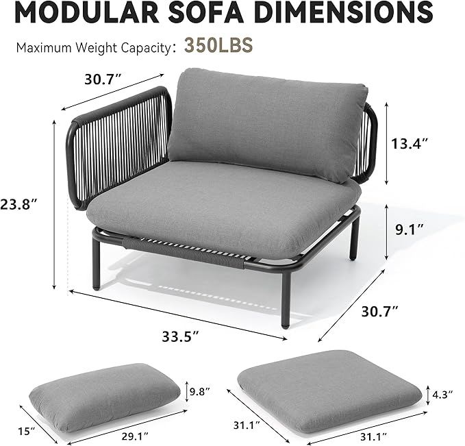 Crestlive Products Outdoor Patio Furniture Set, 6 Seater Modular Oversized
